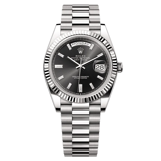 Rolex Day-Date 40mm Black Diamond Dial White Gold 228239-0005