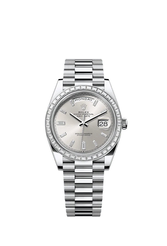 Rolex Day-Date 40mm Silver Diamonds Dial Platinum 228396tbr-0011