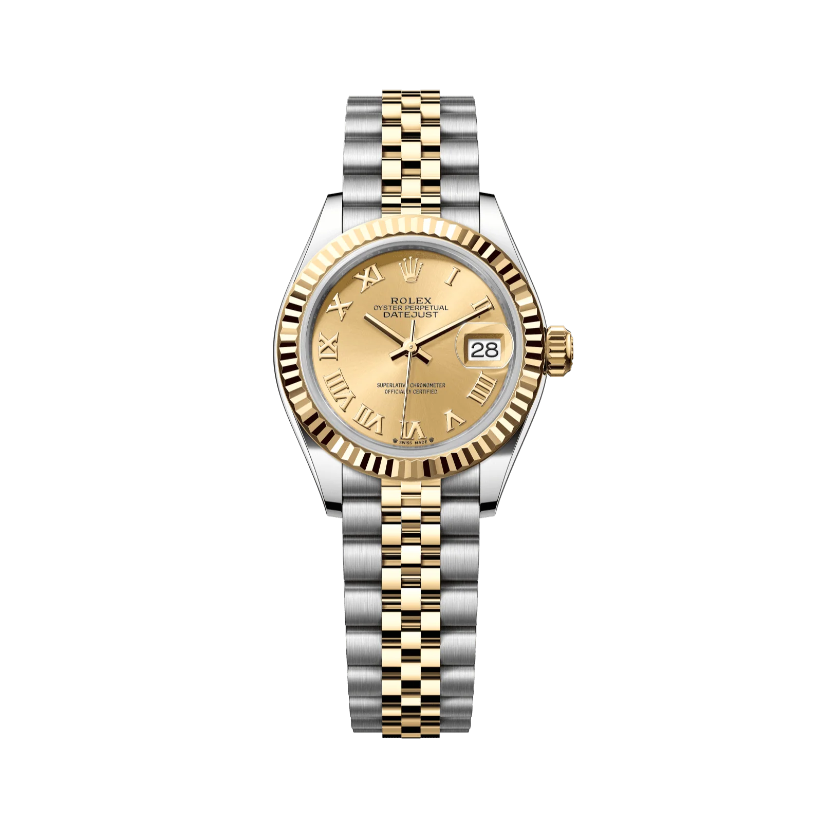 Rolex Lady-Datejust 28 mm Champagne-Colour Dial Oystersteel and 18k Yellow Gold Jubilee Bracelet 279173-0009