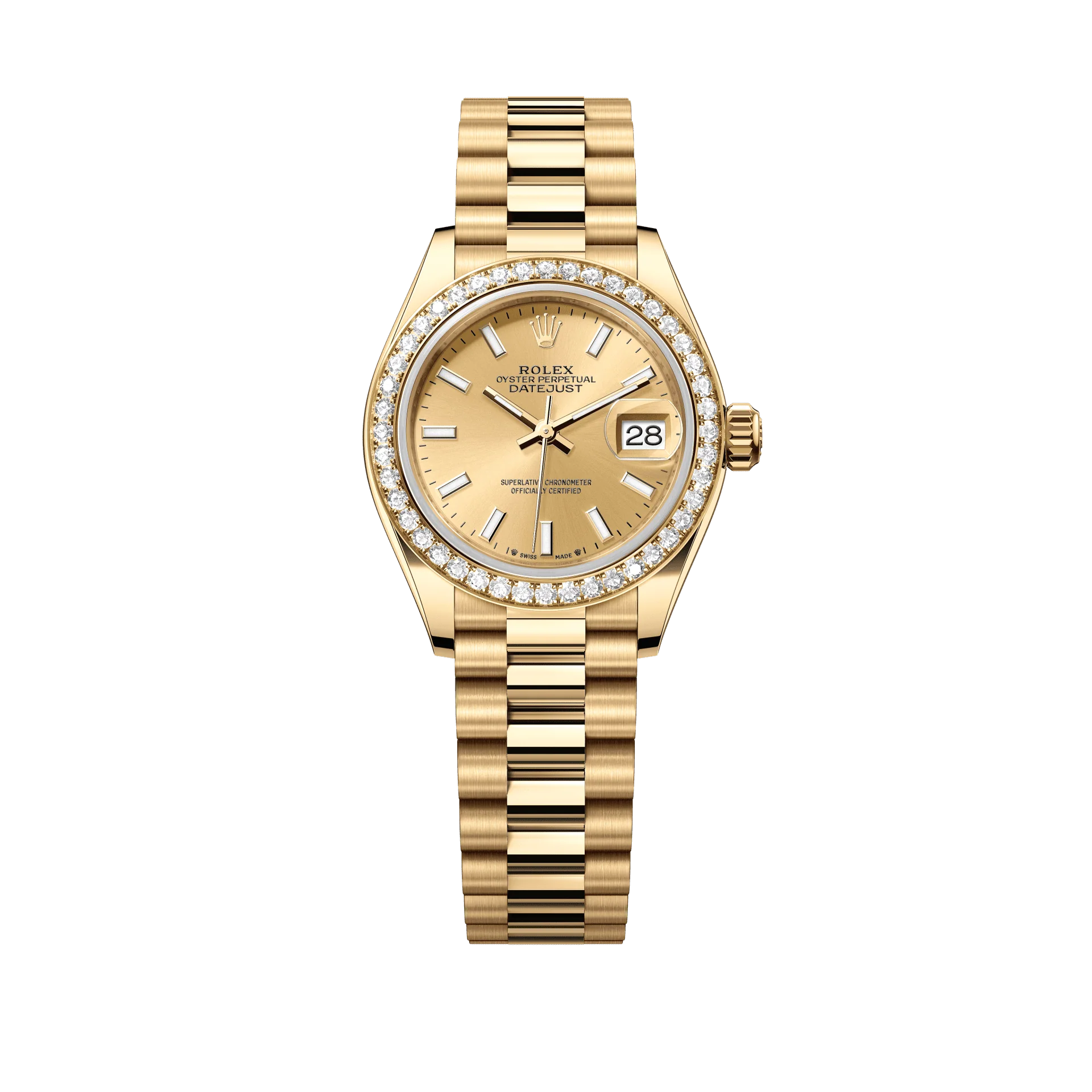 Rolex Oyster 28 mm Champagne-Colour Dial 18k Yellow Gold President Bracelet 279138rbr-0014