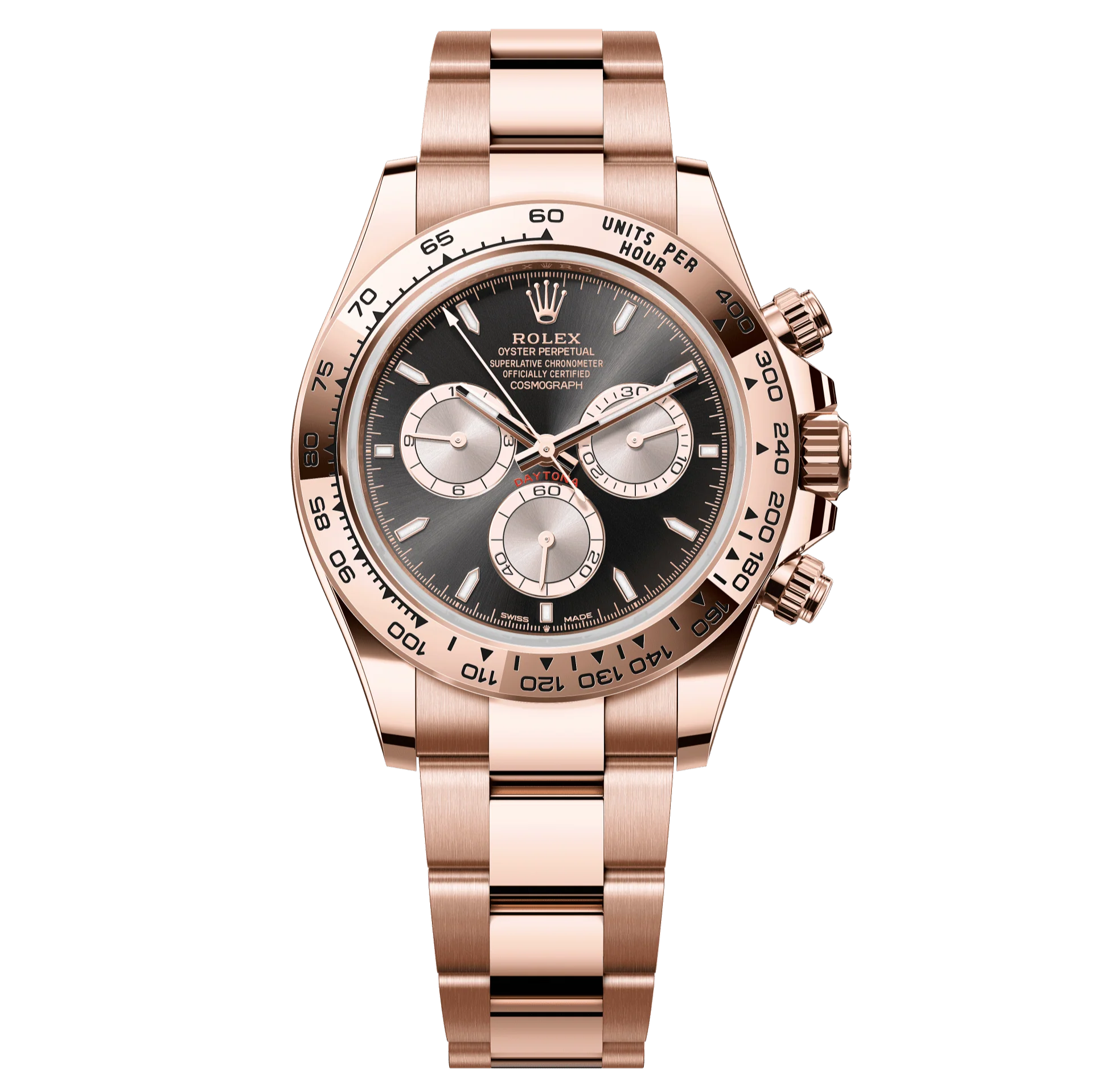 Rolex Oyster 40 mm Bright Black And Sundust Dial 18 kt Everose Gold Oysterflex 126505-0001