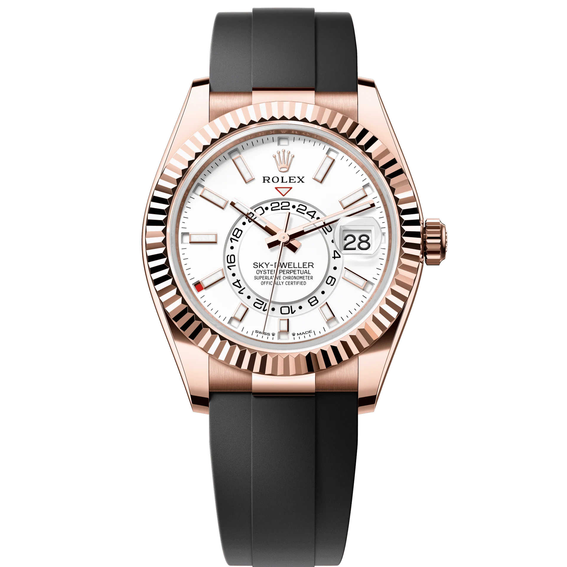 Rolex Oyster 42 mm Intense White Dial 18 kt Everose gold Oysterflex 336235-0003