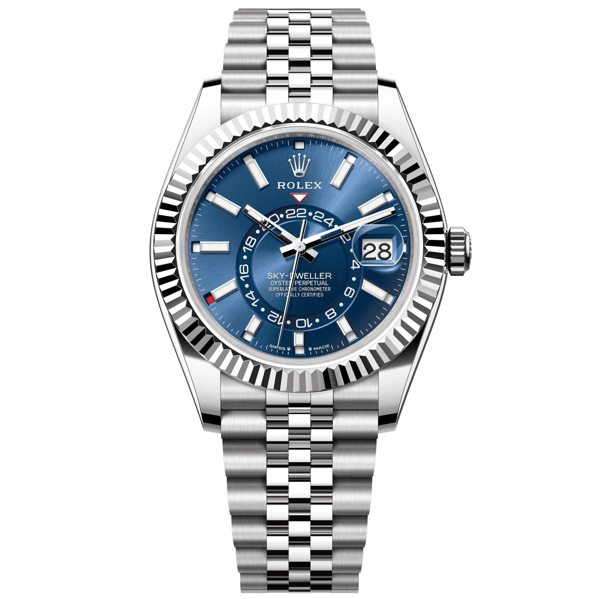 Rolex Sky-Dweller 42 mm Bright Blue Dial Oystersteel Jubilee Bracelet. 336934-0006