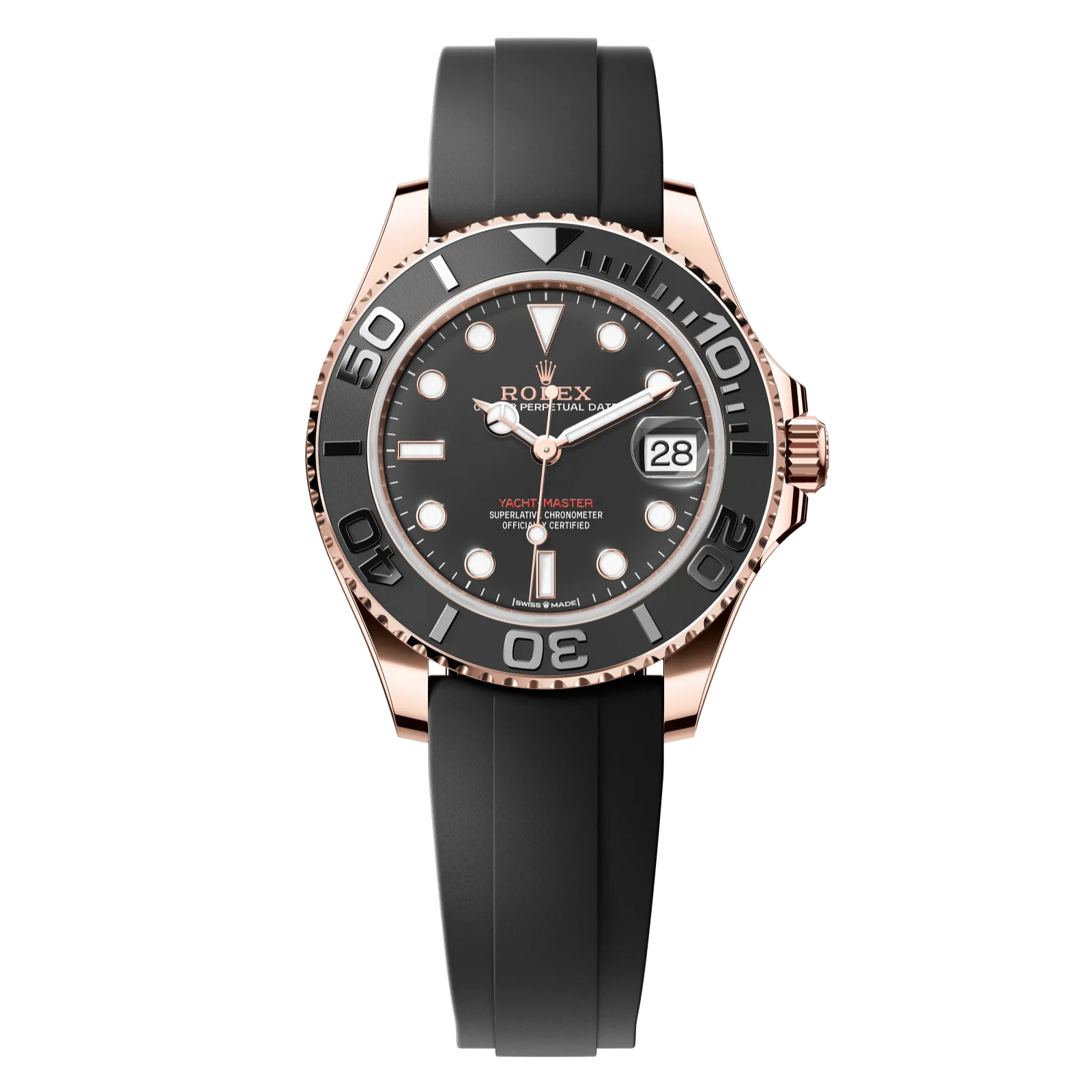 Rolex Yacht-Master 37 mm Intense Black Dial 18 kt Everose Gold Oysterflex Bracelet 268655-0017