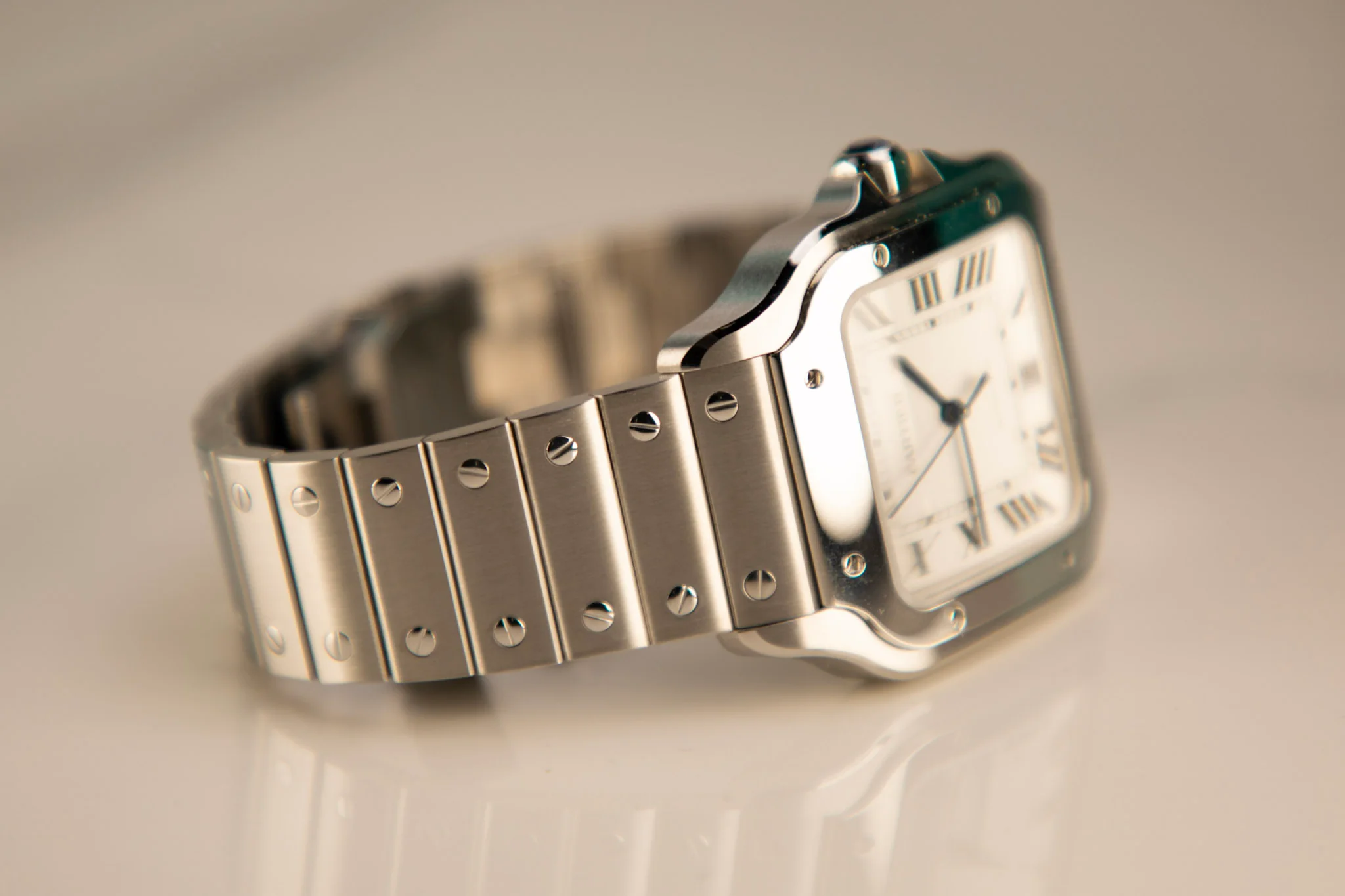 Cartier Santos Large 47.5 mm x 39.8 mm Silver Dial Steel Bracelet WSSA0018 - Image 6