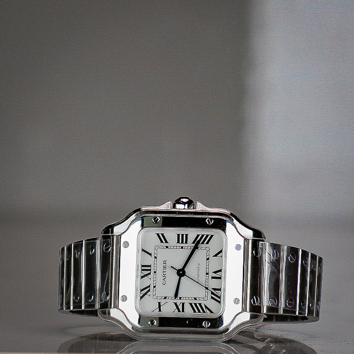 Cartier Santos 41.9 mm x 35.1 mm Medium Steel Silver Dial Bracelet WSSA0029 - Image 10