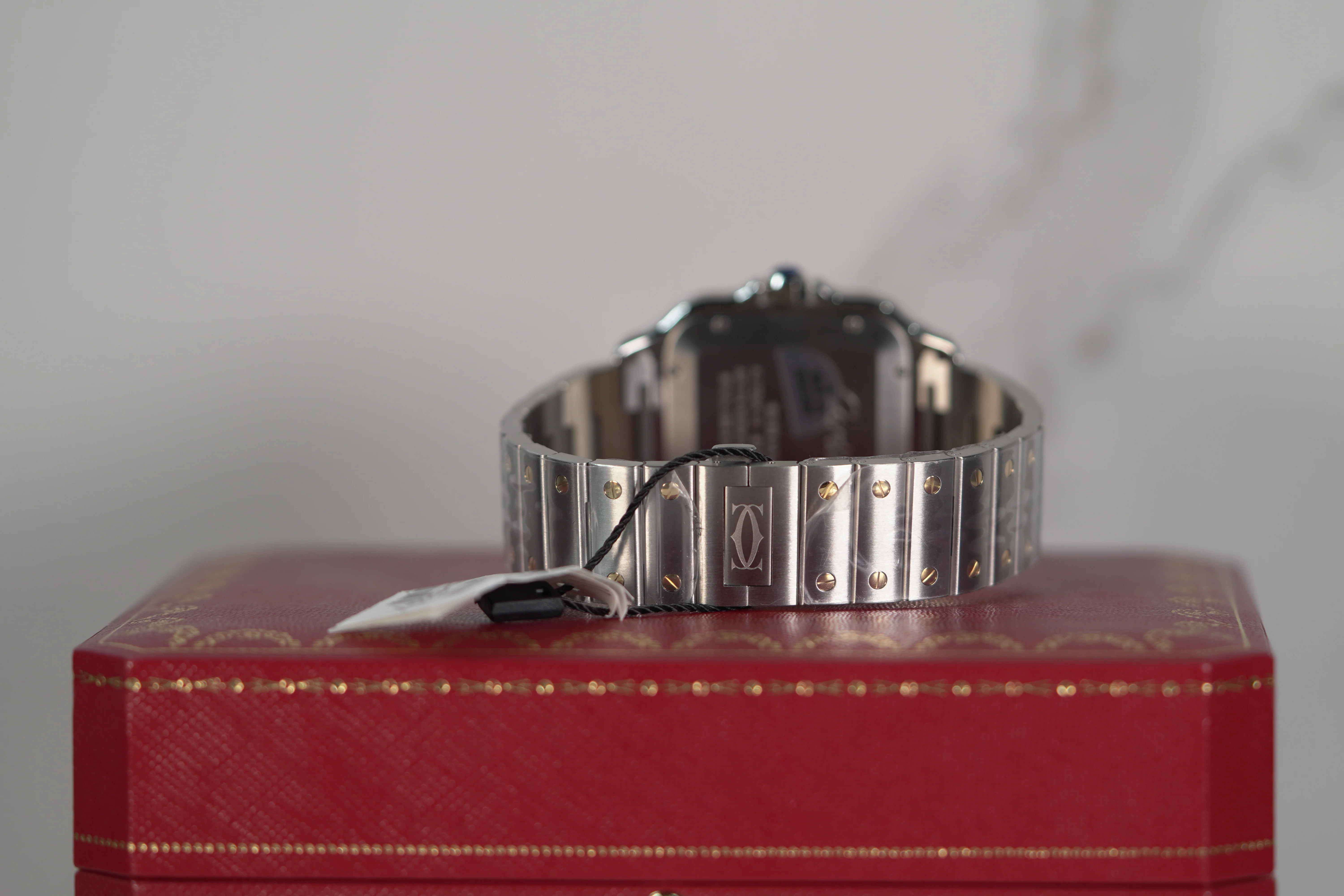 Cartier Santos Large 47.5 mm x 39.8 mm Yellow Gold Silver Dial Steel Bracelet W2SA0009 - Image 6