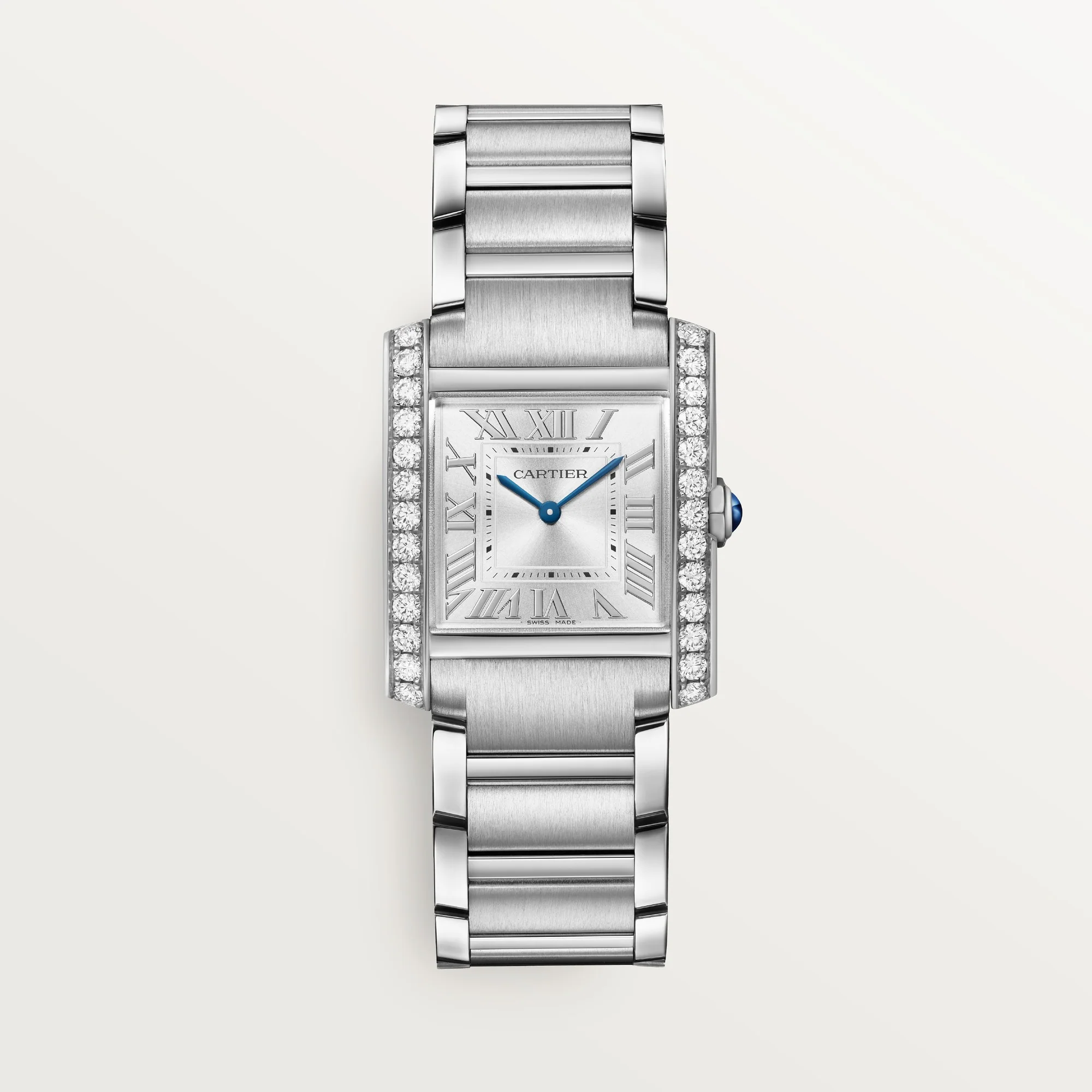 Cartier Tank Française Medium Steel Silver Sunray Dial Bracelet W4TA0021