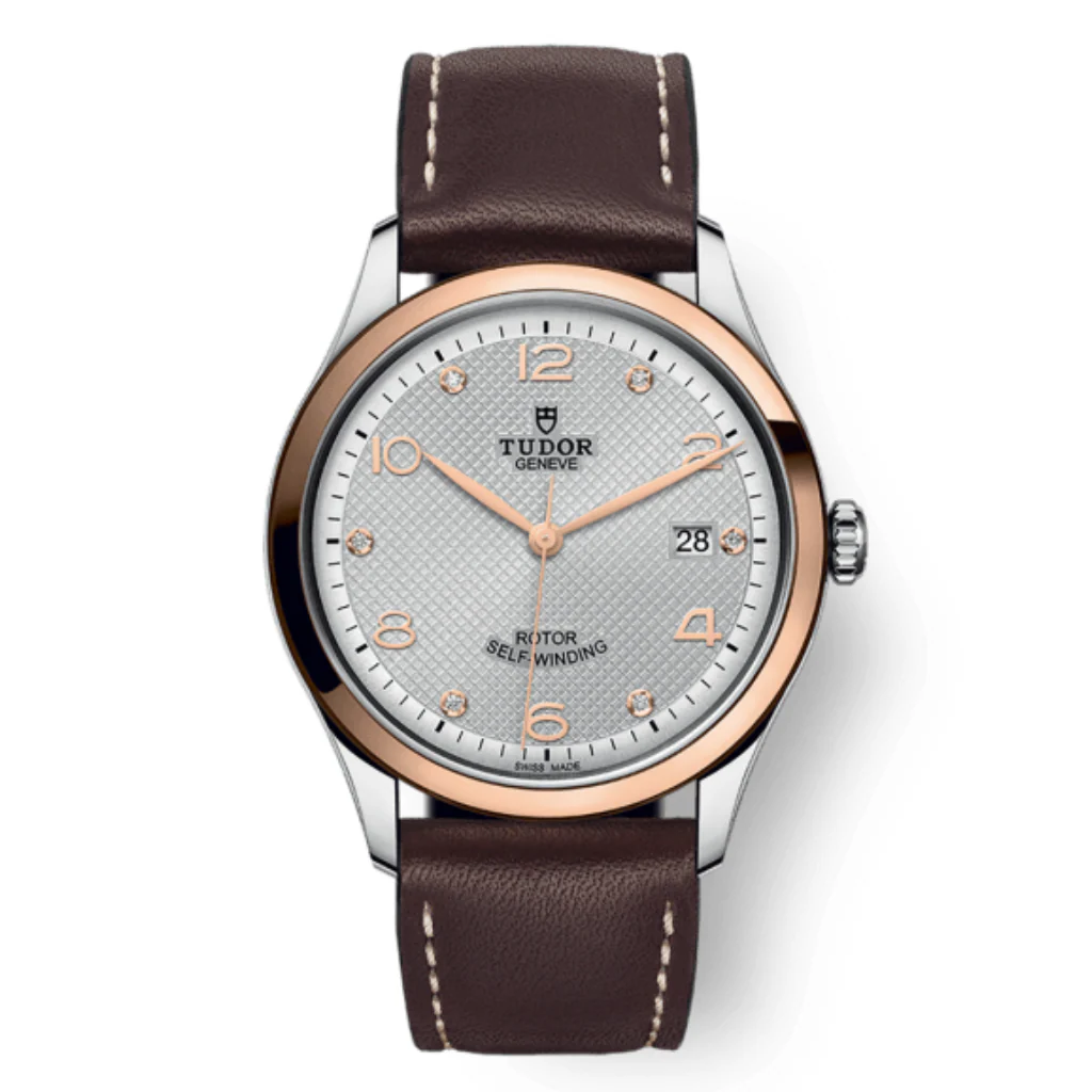 Tudor 1926 39 mm Silver Dial with Diamonds Stainless Steel Leather Strap M91551-0006