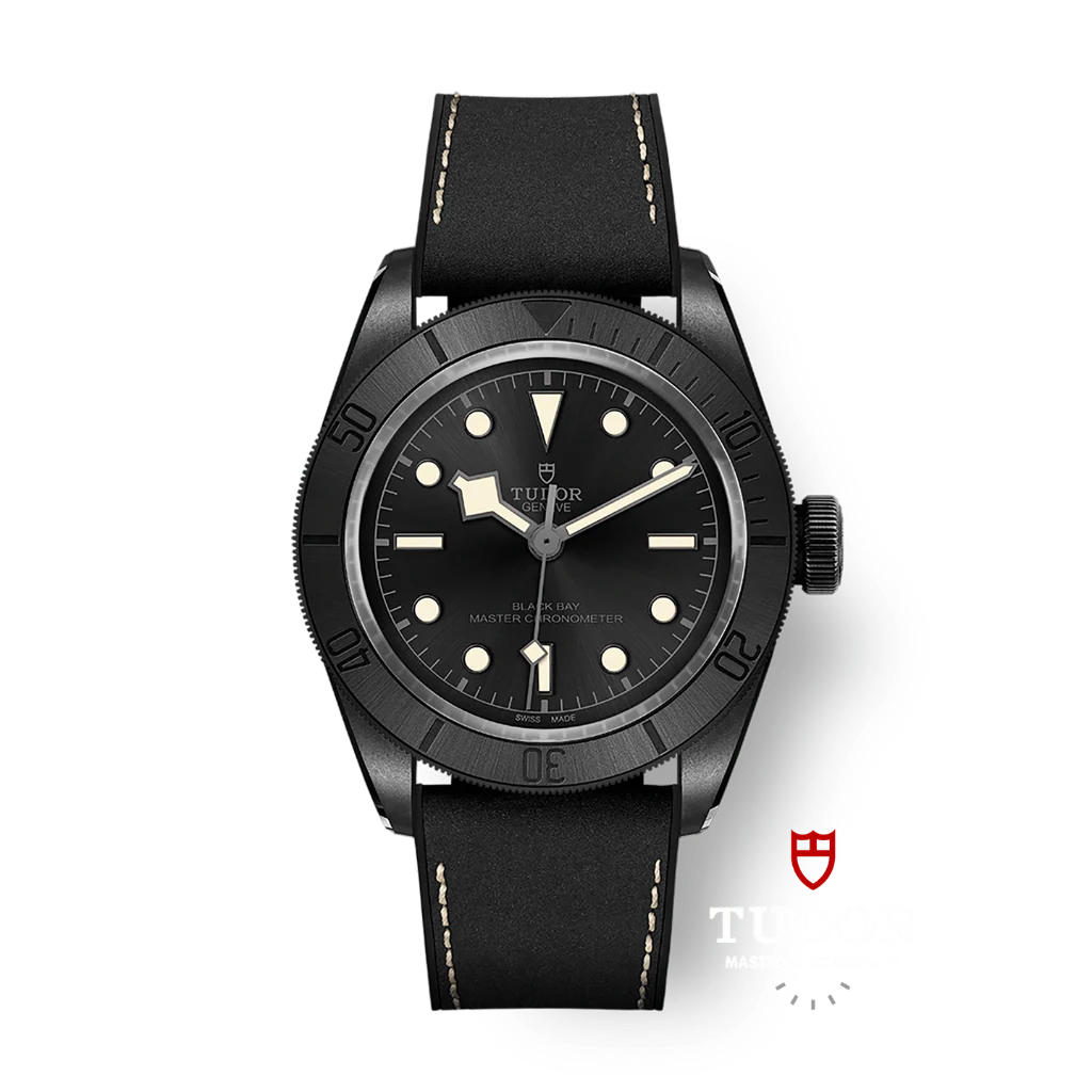 Tudor Black Bay Ceramic 41 mm Black Dial Ceramic Leather Strap M79210CNU-0001