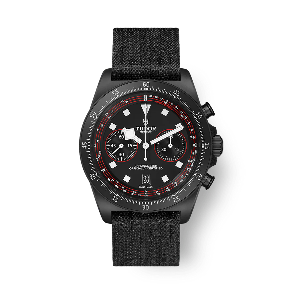 Tudor Pelagos FXD Chrono 43 mm Black Dial Black Carbon Composite Fabric Strap M25827KN-0001