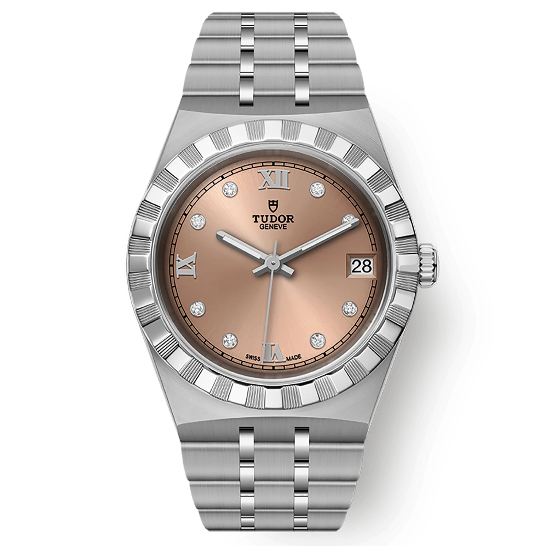 Tudor Tudor Royal 34 mm Pink Dial with Diamonds Stainless Steel Bracelet M28400-0011