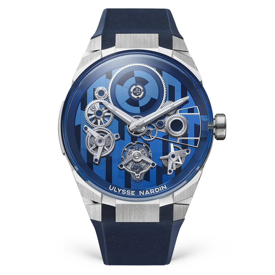 Ulysse Nardin Blast Free Wheel Marquetry 45 mm Blue Dial White Gold Rubber Strap 1760-401-3A/3A