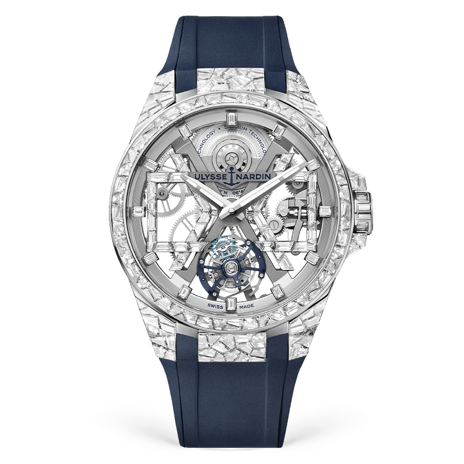 Ulysse Nardin Blast Tourbillon 45 mm Silver Dial with Diamonds White Gold Rubber Strap 1720-400BLE-3A/01