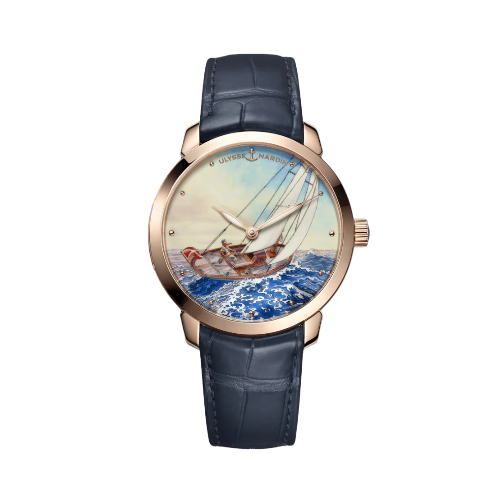 Ulysse Nardin Classico Manara Manufacture 40 mm Ocean Blue Dial 18k Rose Gold Leather Strap 3202-136LE-2/MANARA.01