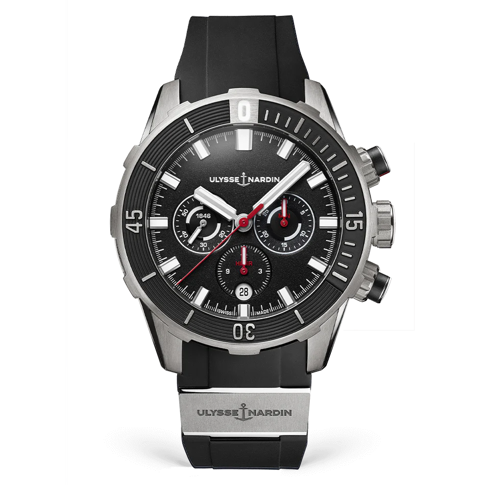 Ulysse Nardin Diver Chronograph 44 mm Black Dial Titanium Rubber Strap 1503-170-3/92