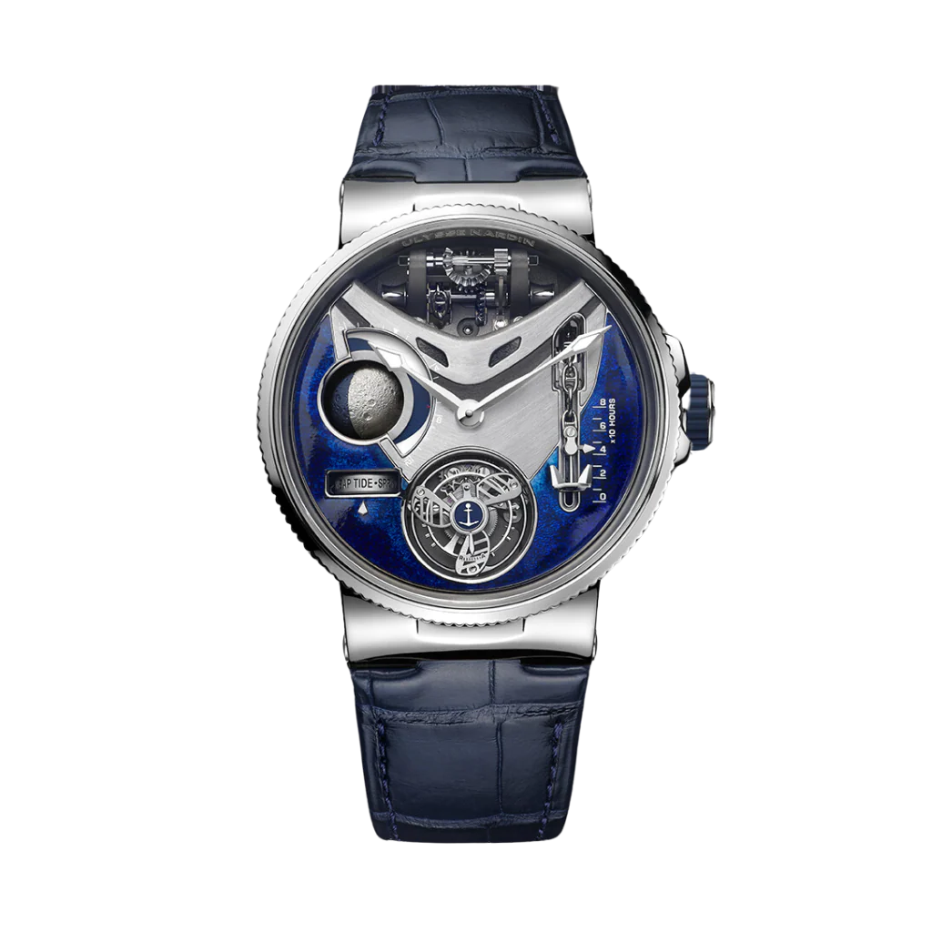 Ulysse Nardin Marine Mega Yacht 44 mm Blue & Silver Dial Platinum Leather Strap 6319-305
