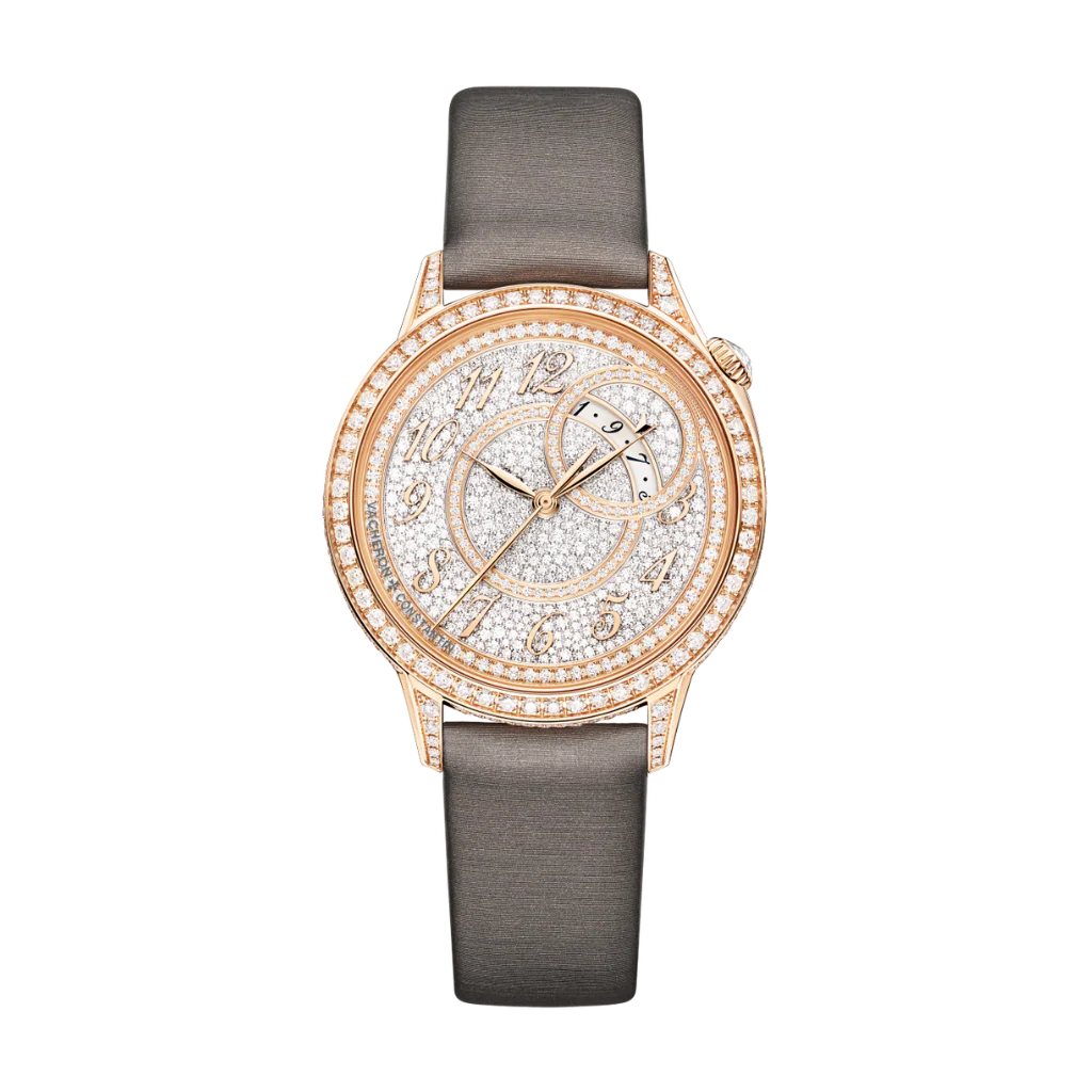 Vacheron Constantin Égérie self-winding 35 mm Diamond Paved Dial 18K Pink Gold Satin Strap 4606F/000R-B648