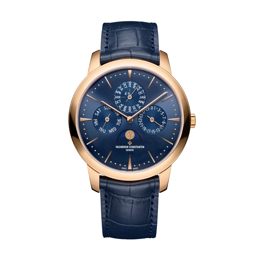 Vacheron Constantin Patrimony perpetual calendar ultra-thin 41 mm Midnight Blue Dial 18K Pink Gold Leather Strap 43175/000R-B519