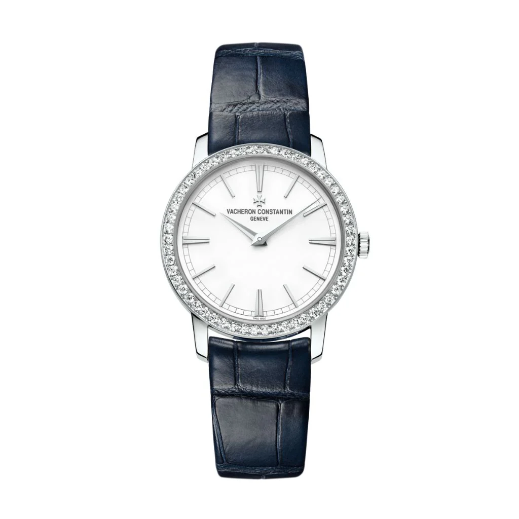 Vacheron Constantin Traditionnelle manual-winding 33 mm Silver Dial with Diamonds White Gold Leather Strap 81590/000G-9848