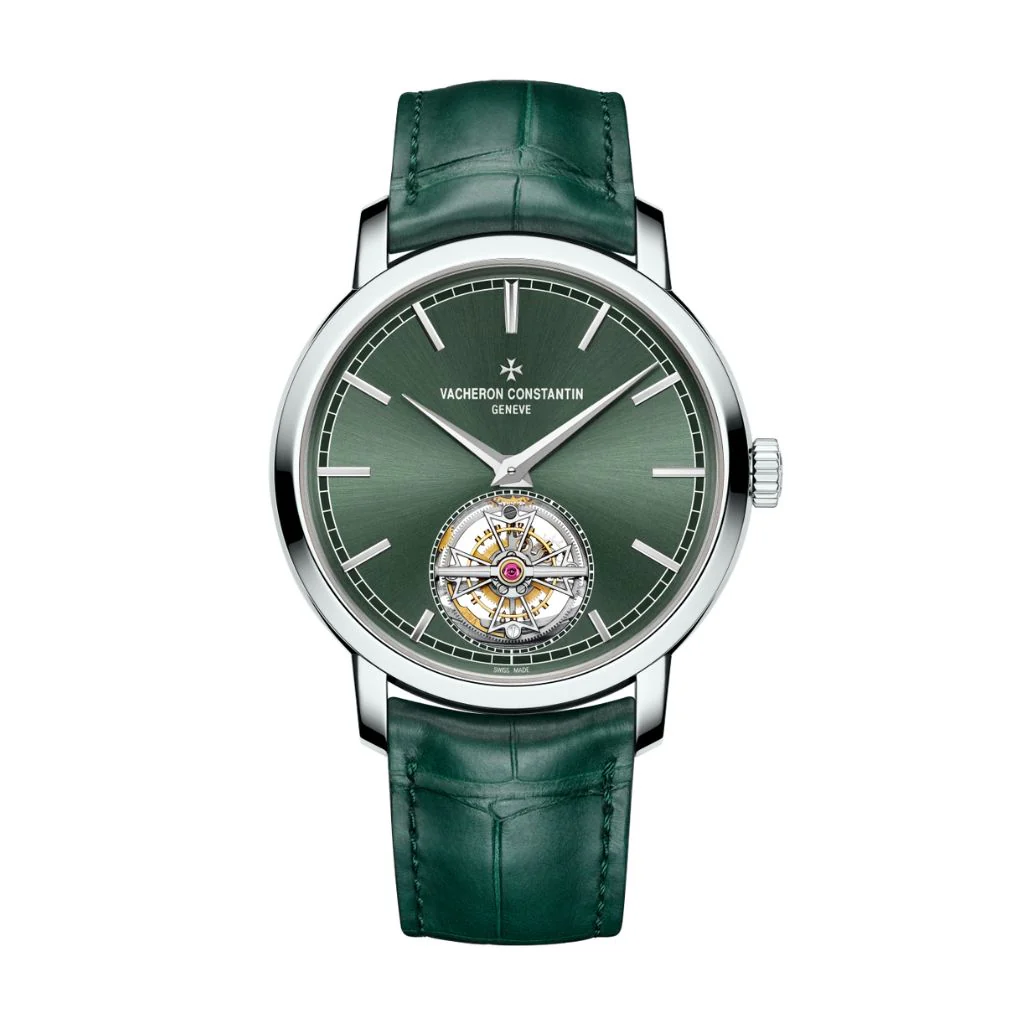 Vacheron Constantin Traditionnelle tourbillon 41 mm Green Dial Platinum Leather Strap 6000T/000P-H025