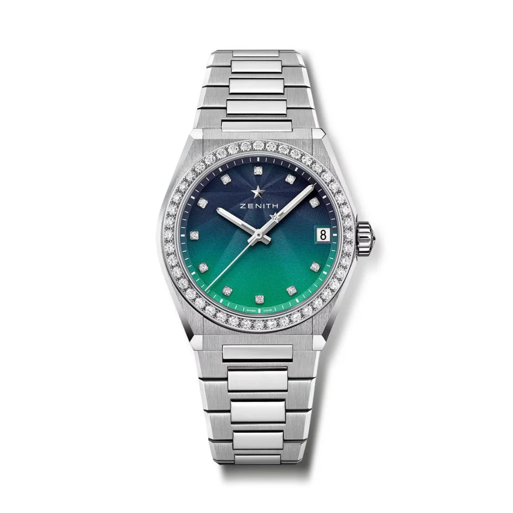Zenith DEFY MIDNIGHT BOREALIS 36 mm Blue To Green Dial with Diamonds Stainless Steel Bracelet 16.9200.670/34.MI001