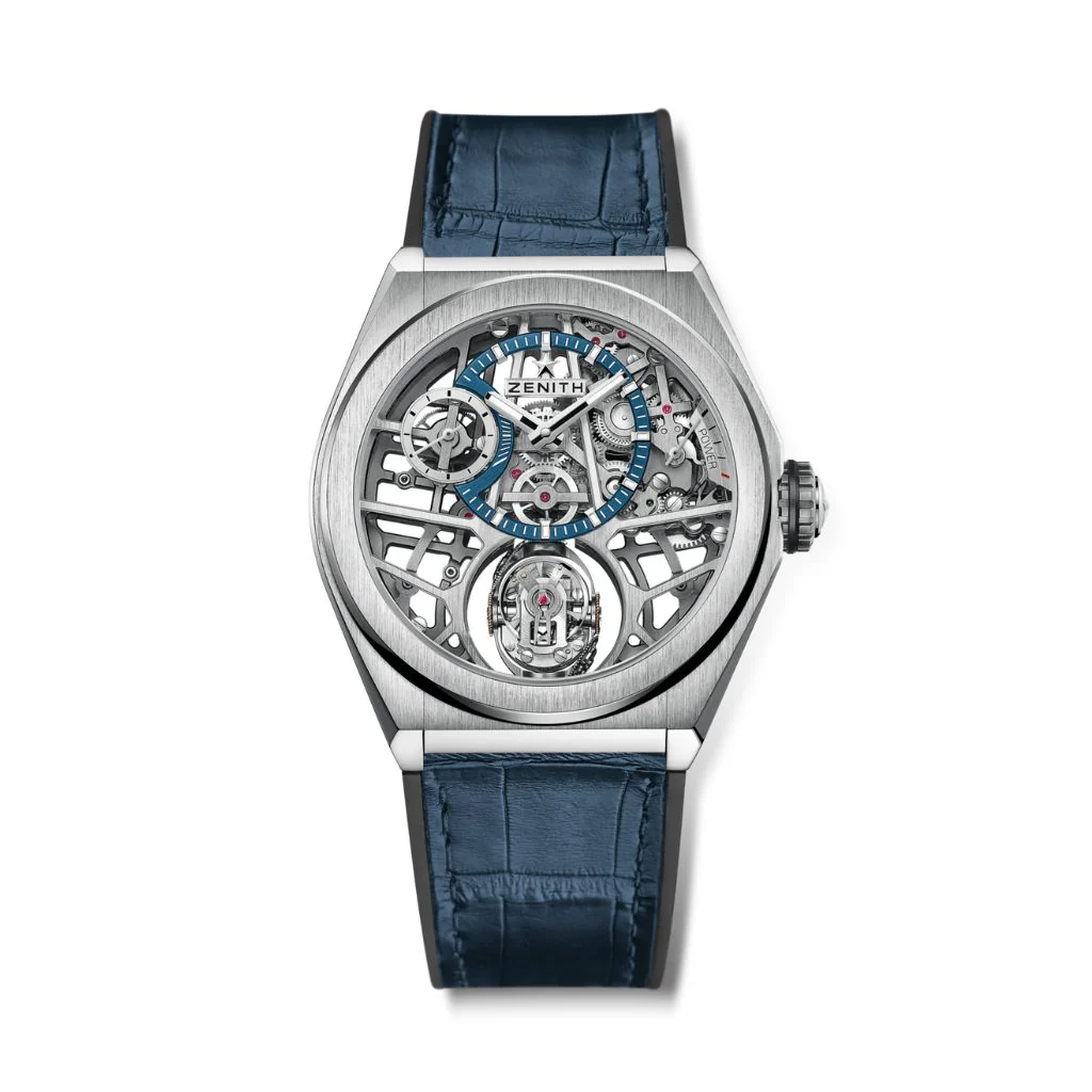 Zenith DEFY ZERO G 44 mm Silver Dial Brushed Titanium Leather Strap 95.9000.8812/78.R584